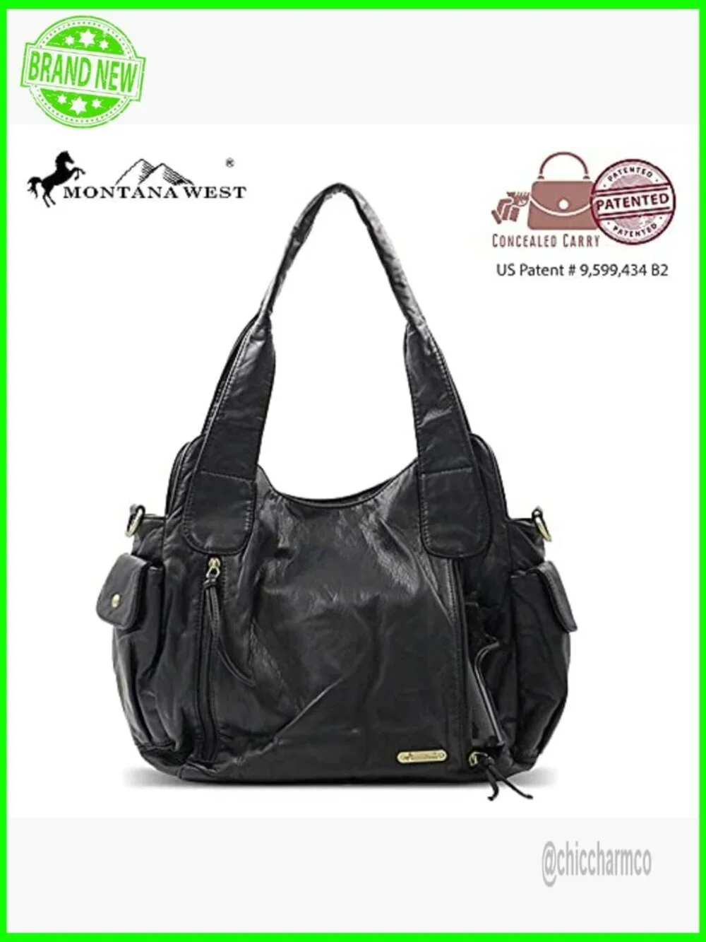 Large Soft Leather Hobo Bag with Crossbody Strap, 6 Pockets, Roomy